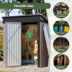Aoxun Outdoor Storage Shed, 3' x 5' Galvanized Metal Shed with Air Vent and Sliding Door, Tool Storage, Bike Shed, Garden Tool Storage Shed, for Patio, Lawn