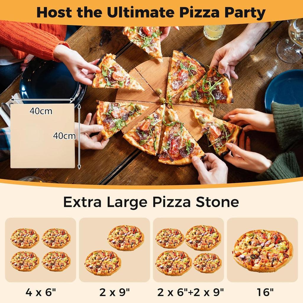 COSTWAY Outdoor Pizza Oven, 1/2-Layer Wood Fired Pizza Maker with Waterproof Cover, Anti-scalding Handles, Pizza Stone & Pizza Peel, Outside Pizza Cooker (54 x 31 x 72 cm, 2-Layer, 1 Grill)