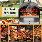 COSTWAY Outdoor Pizza Oven, 1/2-Layer Wood Fired Pizza Maker with Waterproof Cover, Anti-scalding Handles, Pizza Stone & Pizza Peel, Outside Pizza Cooker (54 x 31 x 72 cm, 2-Layer, 1 Grill)