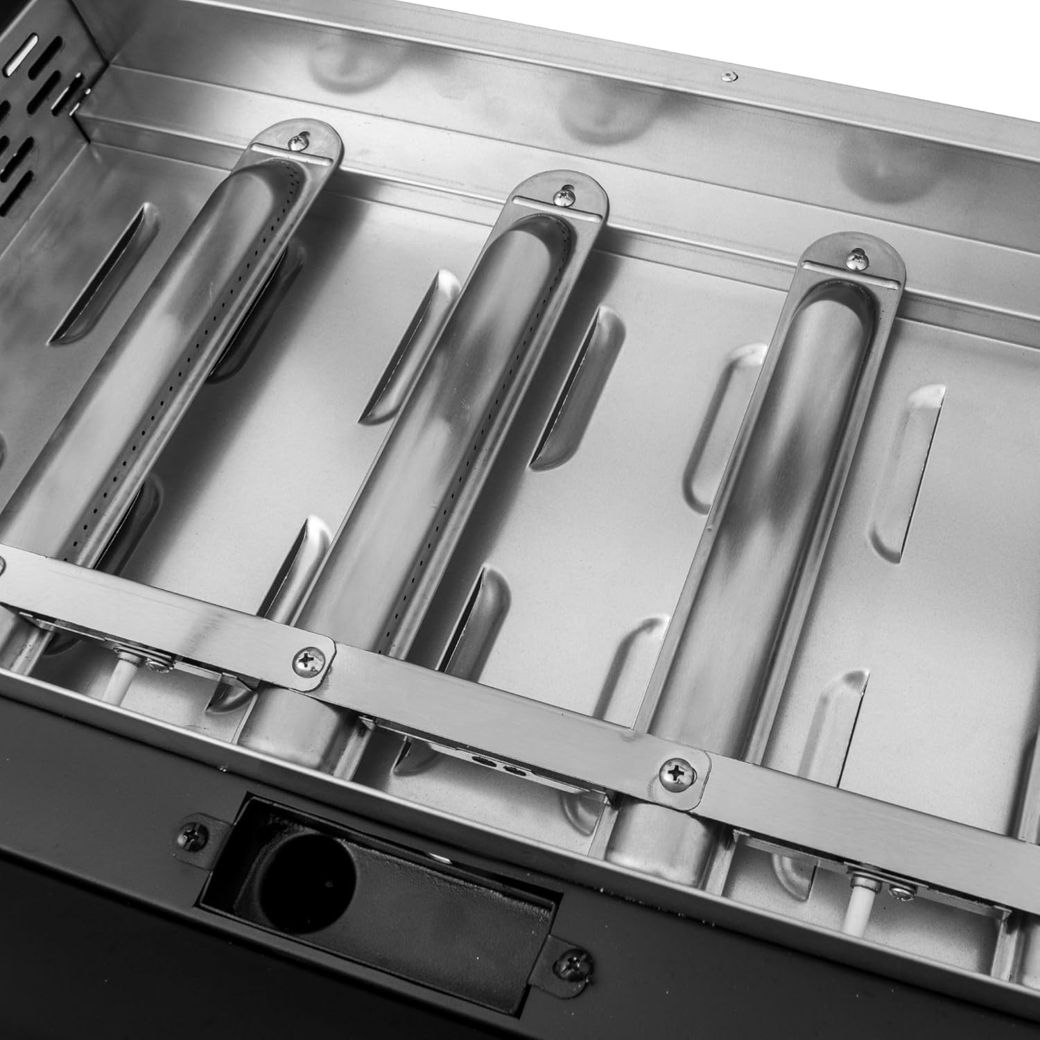 4 Burner Gas BBQ Plancha Grill 10kw Output Power with Detachable Trolley - Gas Bottle Regulator - Cover