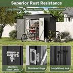 Aoxun Outdoor Storage Shed, 3' x 5' Galvanized Metal Shed with Air Vent and Sliding Door, Tool Storage, Bike Shed, Garden Tool Storage Shed, for Patio, Lawn
