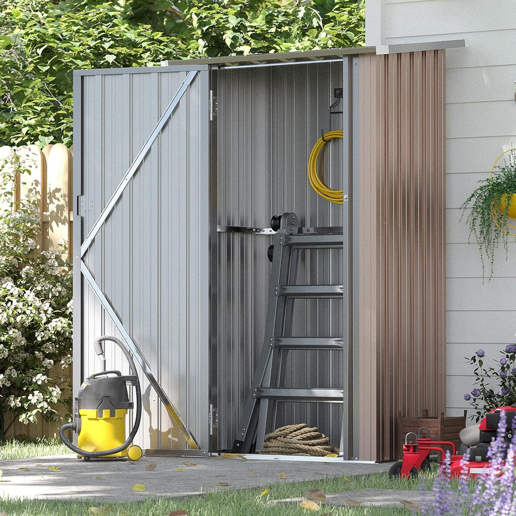 Aoxun Outdoor Storage Shed, 3' x 5' Galvanized Metal Shed with Air Vent and Sliding Door, Tool Storage, Bike Shed, Garden Tool Storage Shed, for Patio, Lawn