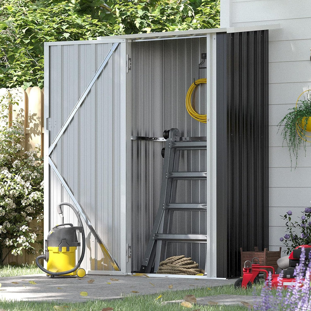 Aoxun Outdoor Storage Shed, 3' x 5' Galvanized Metal Shed with Air Vent and Sliding Door, Tool Storage, Bike Shed, Garden Tool Storage Shed, for Patio, Lawn