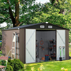 Aoxun Outdoor Storage Shed, 3' x 5' Galvanized Metal Shed with Air Vent and Sliding Door, Tool Storage, Bike Shed, Garden Tool Storage Shed, for Patio, Lawn