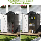 Aoxun Outdoor Storage Shed, 3' x 5' Galvanized Metal Shed with Air Vent and Sliding Door, Tool Storage, Bike Shed, Garden Tool Storage Shed, for Patio, Lawn