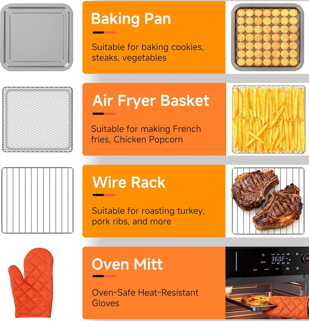 OUNIN Steam Oven 18L, 11-in-1 Air Fryer Oven with Steam Infusion, Dual Cook, Bake, Roast, Dehydrate & Self-Cleaning, 360° Even Heating, Easy to Use, Stainless Steel Inner, Space-saving Design