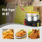FEASTO 30 Qt Aluminum Turkey Fryer with Basket & 10QT Fish Fryer Kit, 50,000 BTU Outdoor Propane Burner, CSA Certified, Auto Ignition, 10PSI Regulator & Hose