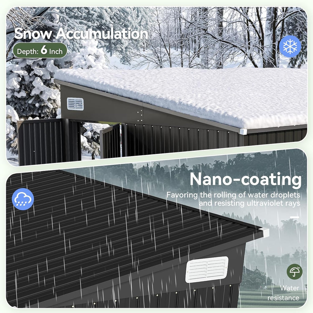 Aoxun Outdoor Storage Shed, 3' x 5' Galvanized Metal Shed with Air Vent and Sliding Door, Tool Storage, Bike Shed, Garden Tool Storage Shed, for Patio, Lawn