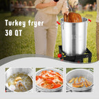 FEASTO 30 Qt Aluminum Turkey Fryer with Basket & 10QT Fish Fryer Kit, 50,000 BTU Outdoor Propane Burner, CSA Certified, Auto Ignition, 10PSI Regulator & Hose