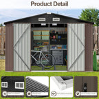 Aoxun Outdoor Storage Shed, 3' x 5' Galvanized Metal Shed with Air Vent and Sliding Door, Tool Storage, Bike Shed, Garden Tool Storage Shed, for Patio, Lawn