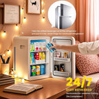 Mini Fridge 22L/30 Cans Portable Cooler & Warmer Mini Fridge for Bedrooms with Adjustable Shelves, AC+12V DC Small Fridges for Office, Car, Travel,Home, Skincare, Drinks & Cosmetics (Black)