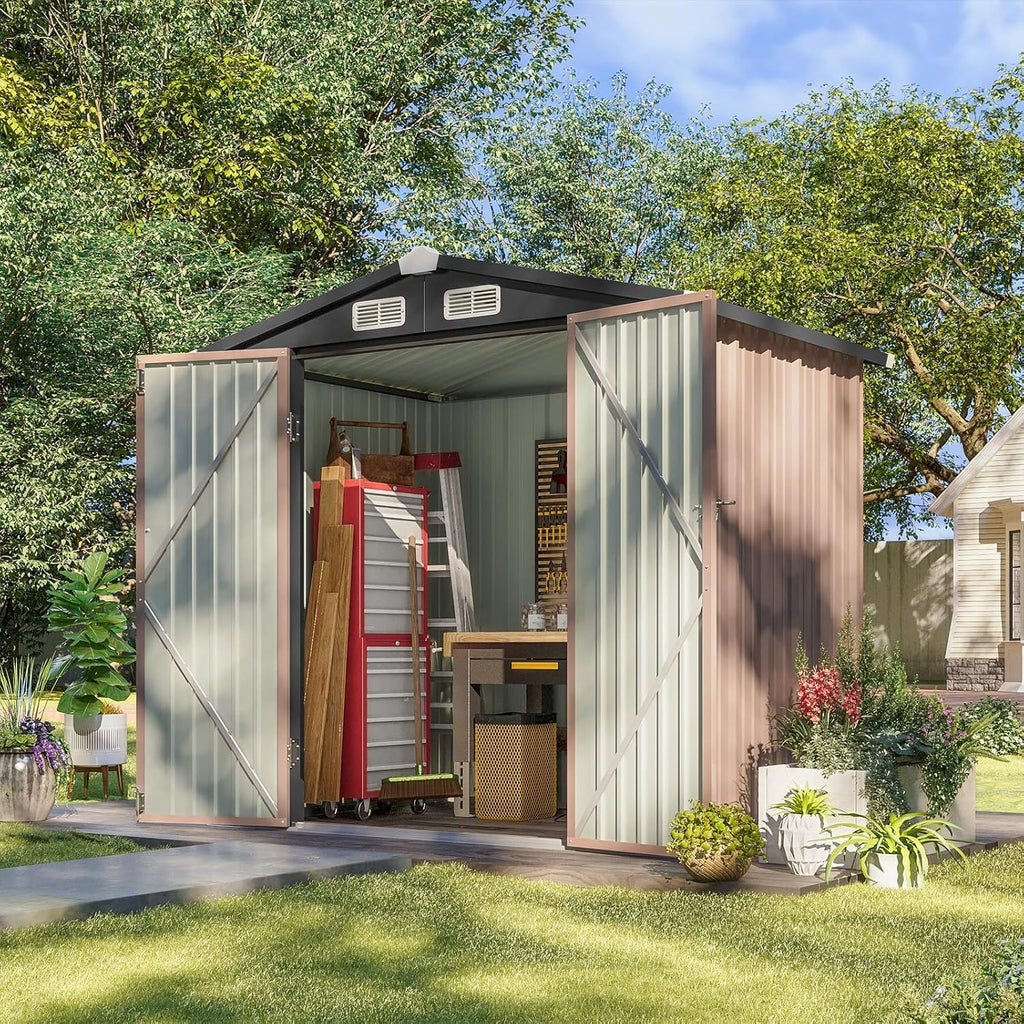 Aoxun Outdoor Storage Shed, 3' x 5' Galvanized Metal Shed with Air Vent and Sliding Door, Tool Storage, Bike Shed, Garden Tool Storage Shed, for Patio, Lawn